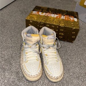 Nike Air High-Top Sneakers in White and Yellow